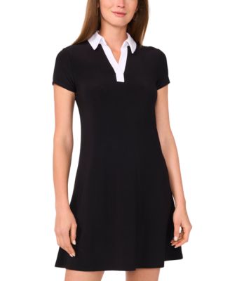 Women's Short-Sleeve Combo Collar Dress