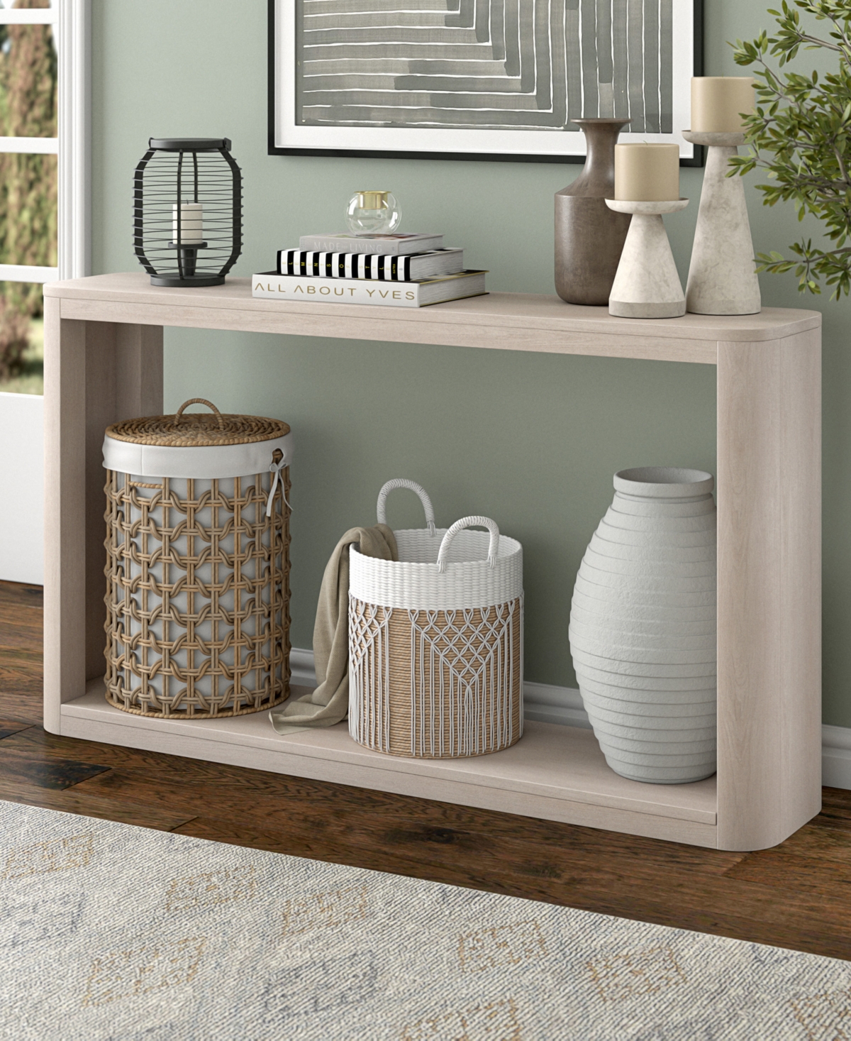 Hudson & Canal Kellan 52" Wood Wide Rectangular Console Table