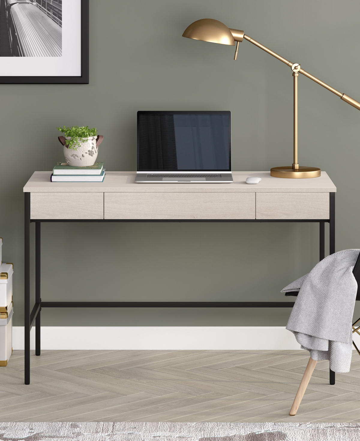 Hudson & Canal Evans 48" Wood Wide Rectangular Writing Desk