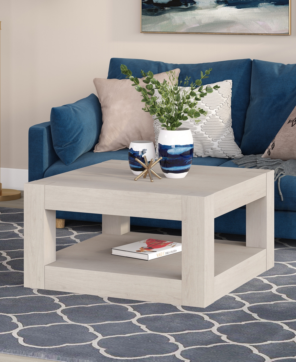 Hudson & Canal Hughes 32" Wood Wide Square Coffee Table