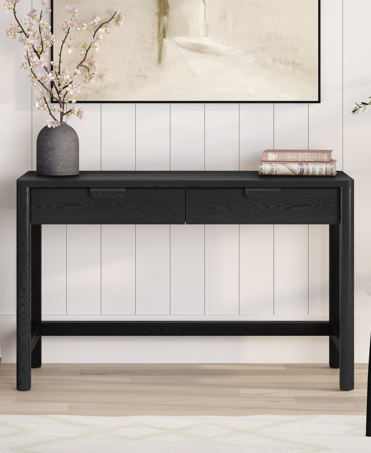 Hudson & Canal Fern 48" Wood Wide Rectangular Desk In Black