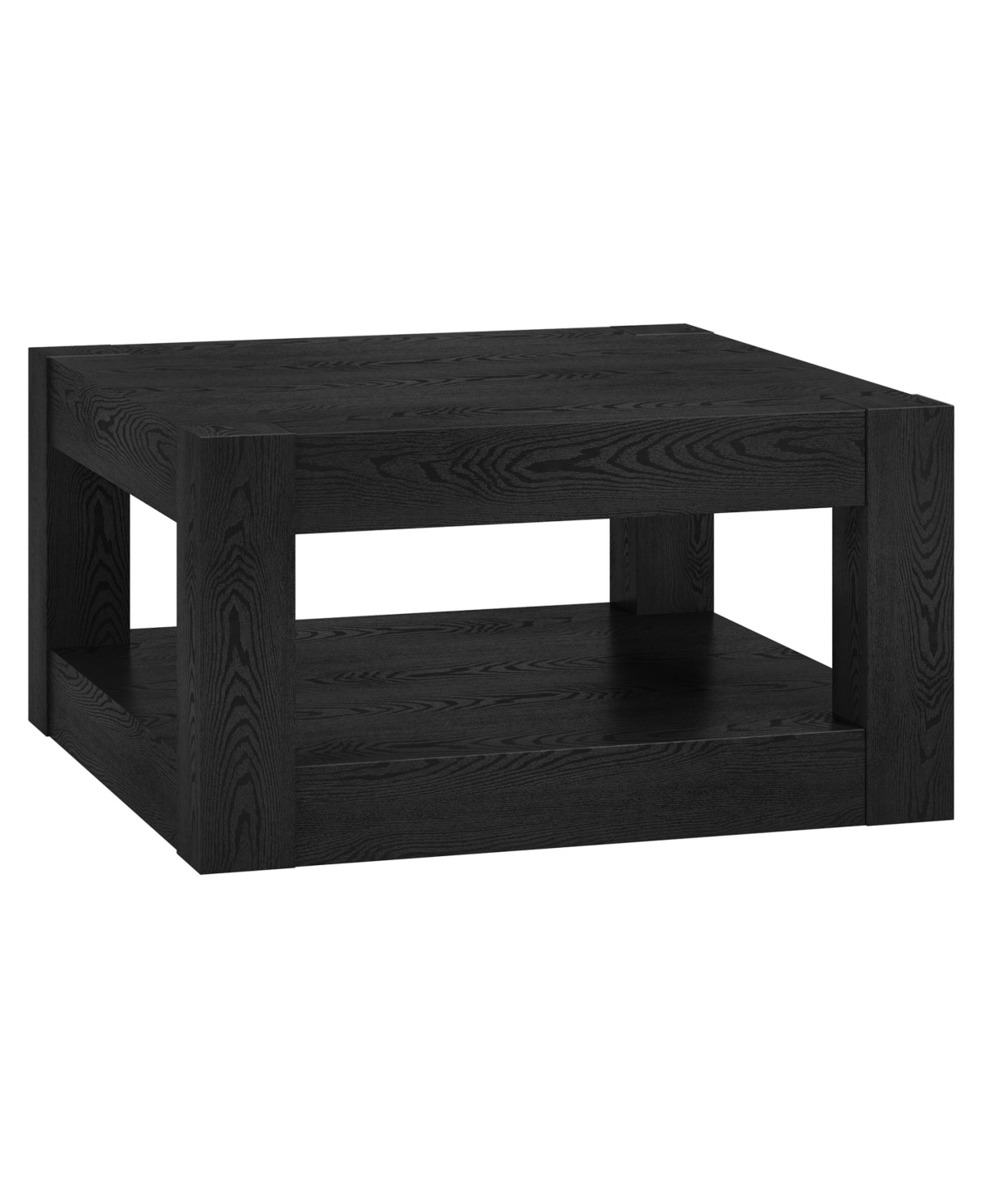 Hudson & Canal Hughes 32" Wood Wide Square Coffee Table In Black
