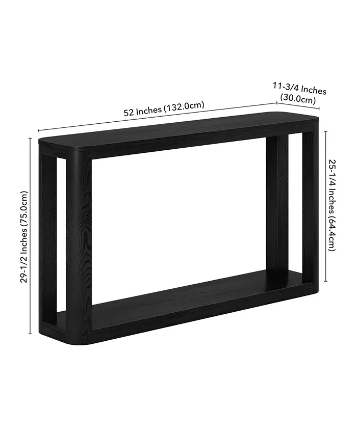 Dimension diagram of the 52 inch rectangular console table.