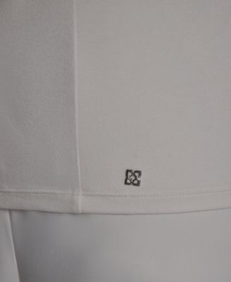 Women's Pleated Mock Neck Flutter Sleeve Top