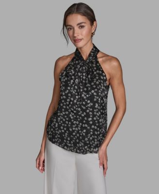 Women's Sleeveless Tie Neck Top