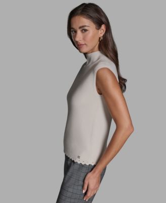 Women's Sleeveless Mock Neck Knit Top