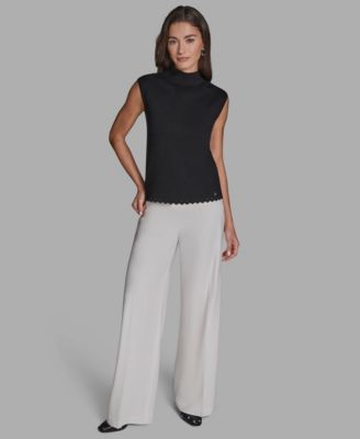 Women's Sleeveless Mock Neck Knit Top