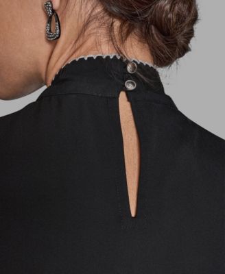 Women's Long-Sleeve Tie Neck Top