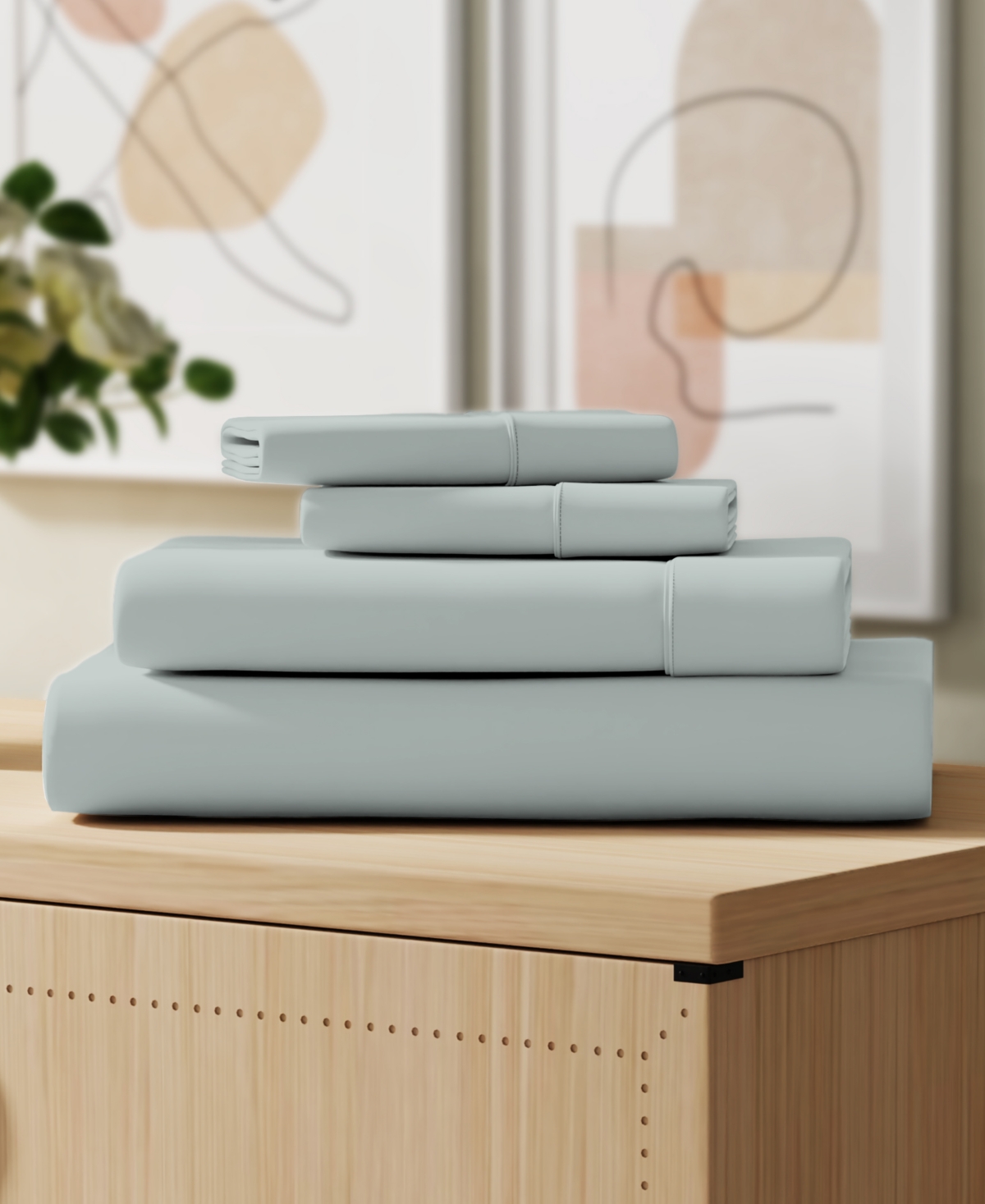 Color Sense Brushed Cool Crisp Solid Cotton 4-pc. Sheet Set, Queen In Gray