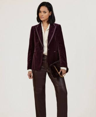 Women's Elia Velvet Single-Breasted Suit Blazer
