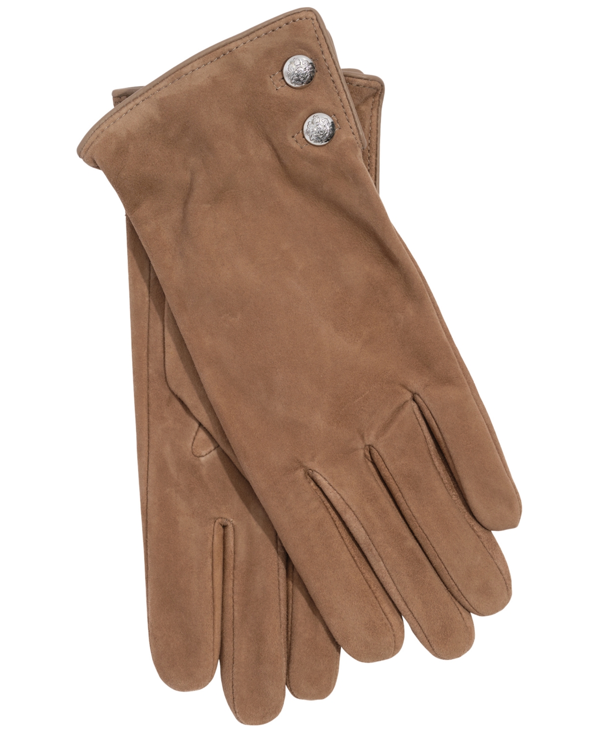 Ralph Lauren Suede Crest Button Glove In Brown