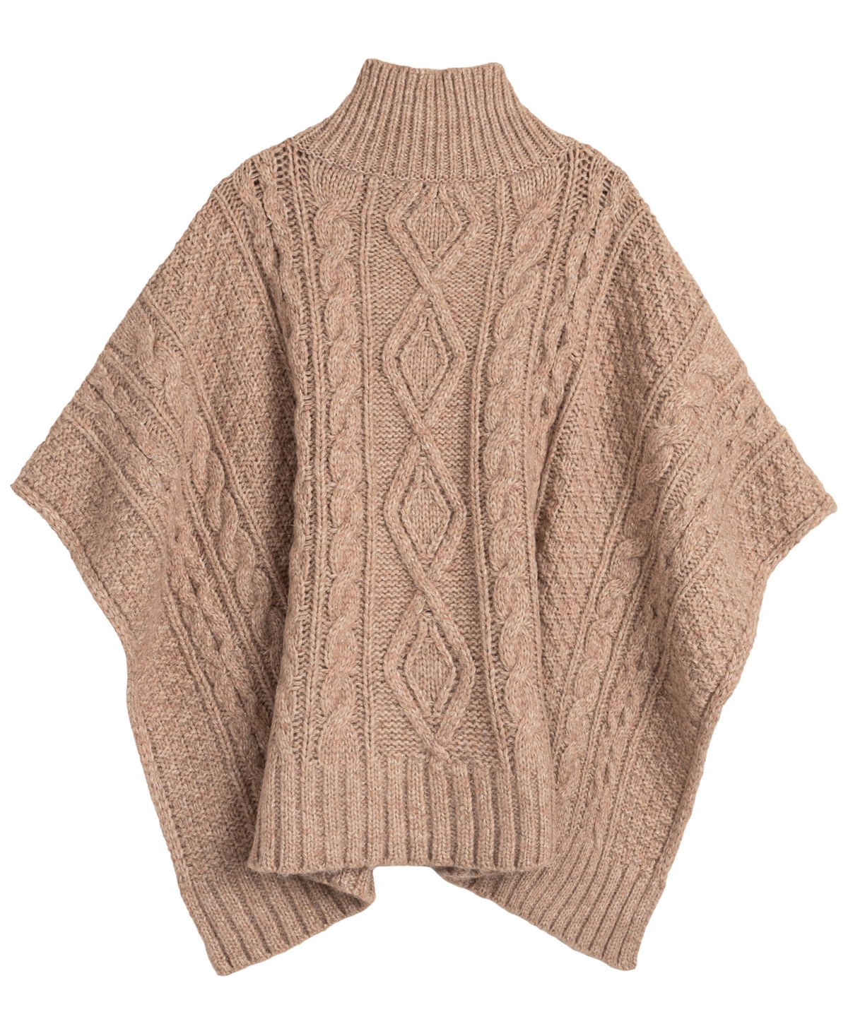 Lauren Ralph Crest Button Cable Poncho Wrap