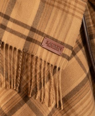 Plaid Ruana with Fringe Wrap