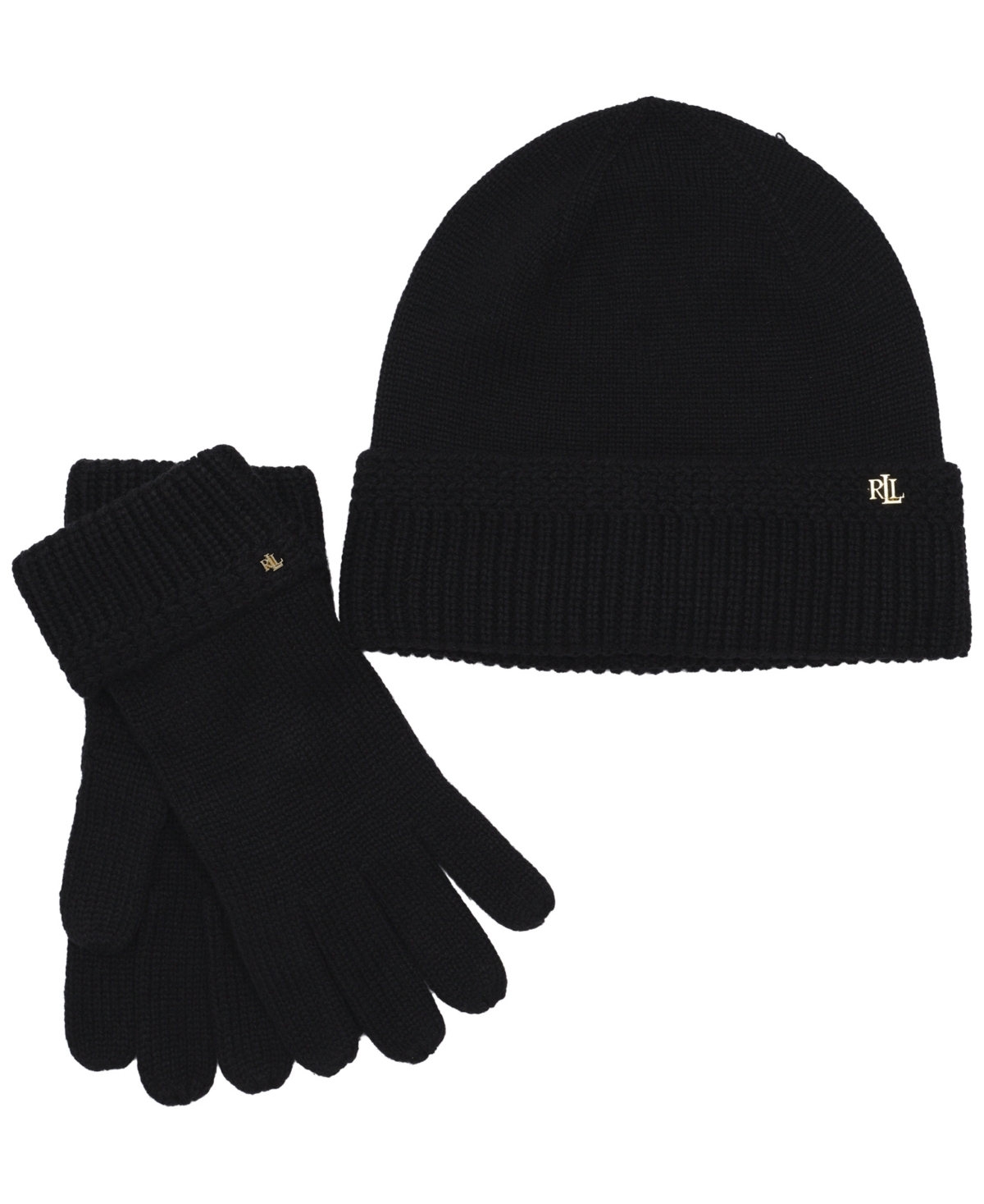 Lauren Ralph Racking Stitch Knit Beanie and Glove Giftset