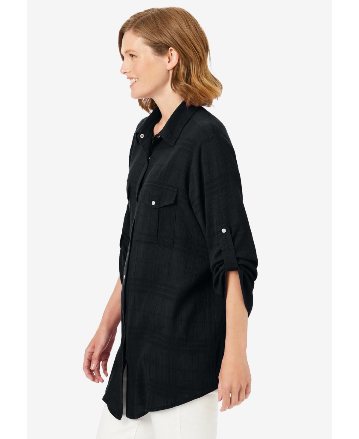 Woman Within Plus Cotton Gauze Bigshirt