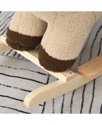 Kids Rocking Chair with Sound, Wood Base Seat, Safety Belt, Lion