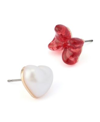Faux Cultivated-Pearl Celestial Soiree Heart Bow Stud Earrings