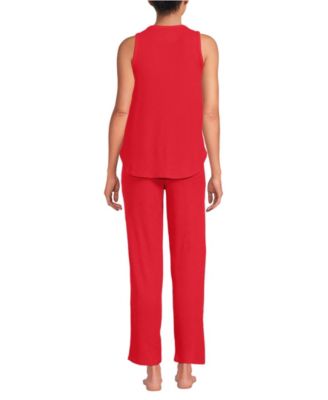 Women's Brushed Cozy Waffle Jersey 3 Piece Pajama Set - Tank Top Pant and Robe
