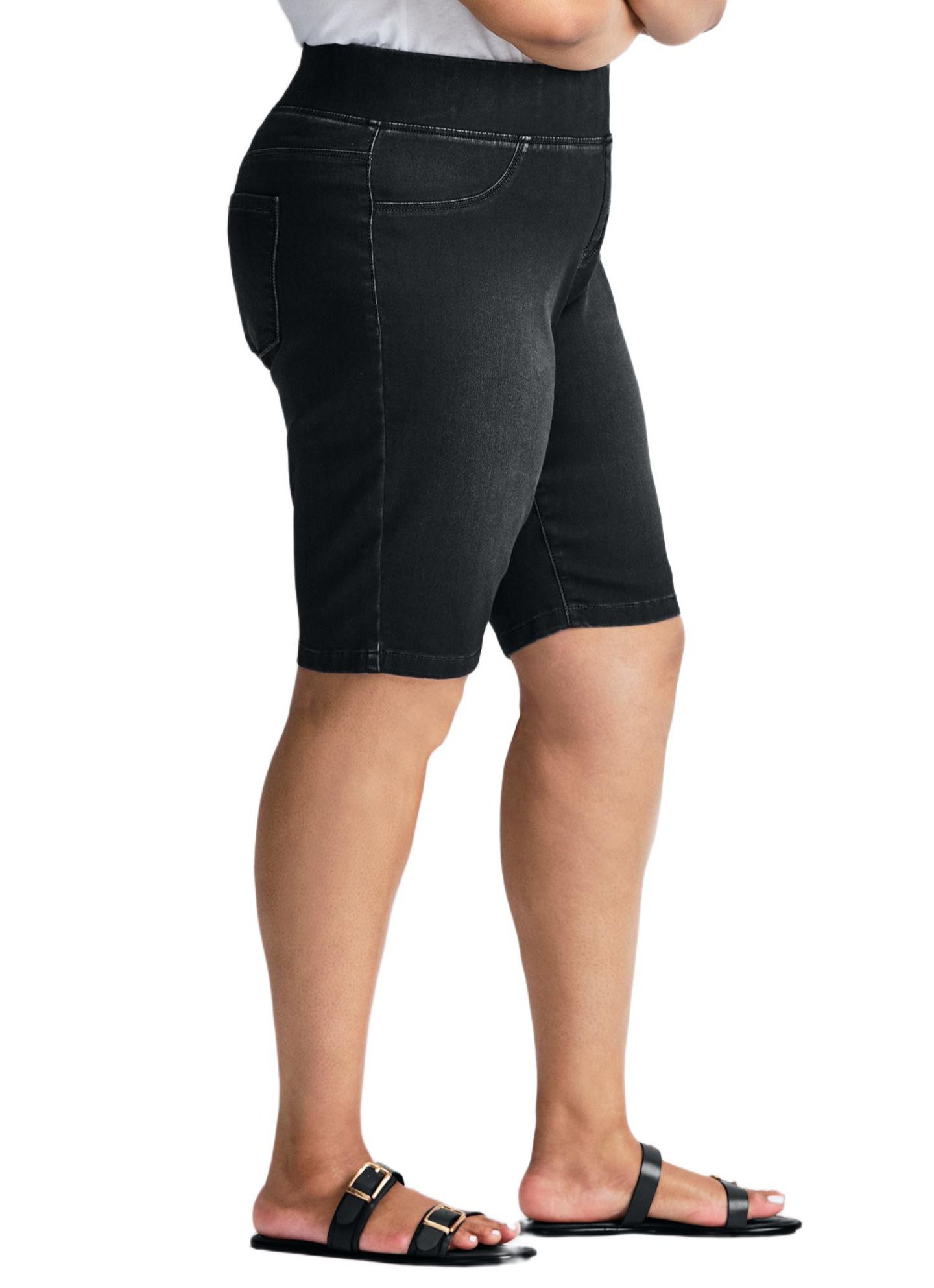 Женские шорты AVENUE Butter Denim Pull On Short, цвет: Чёрный — фото 3