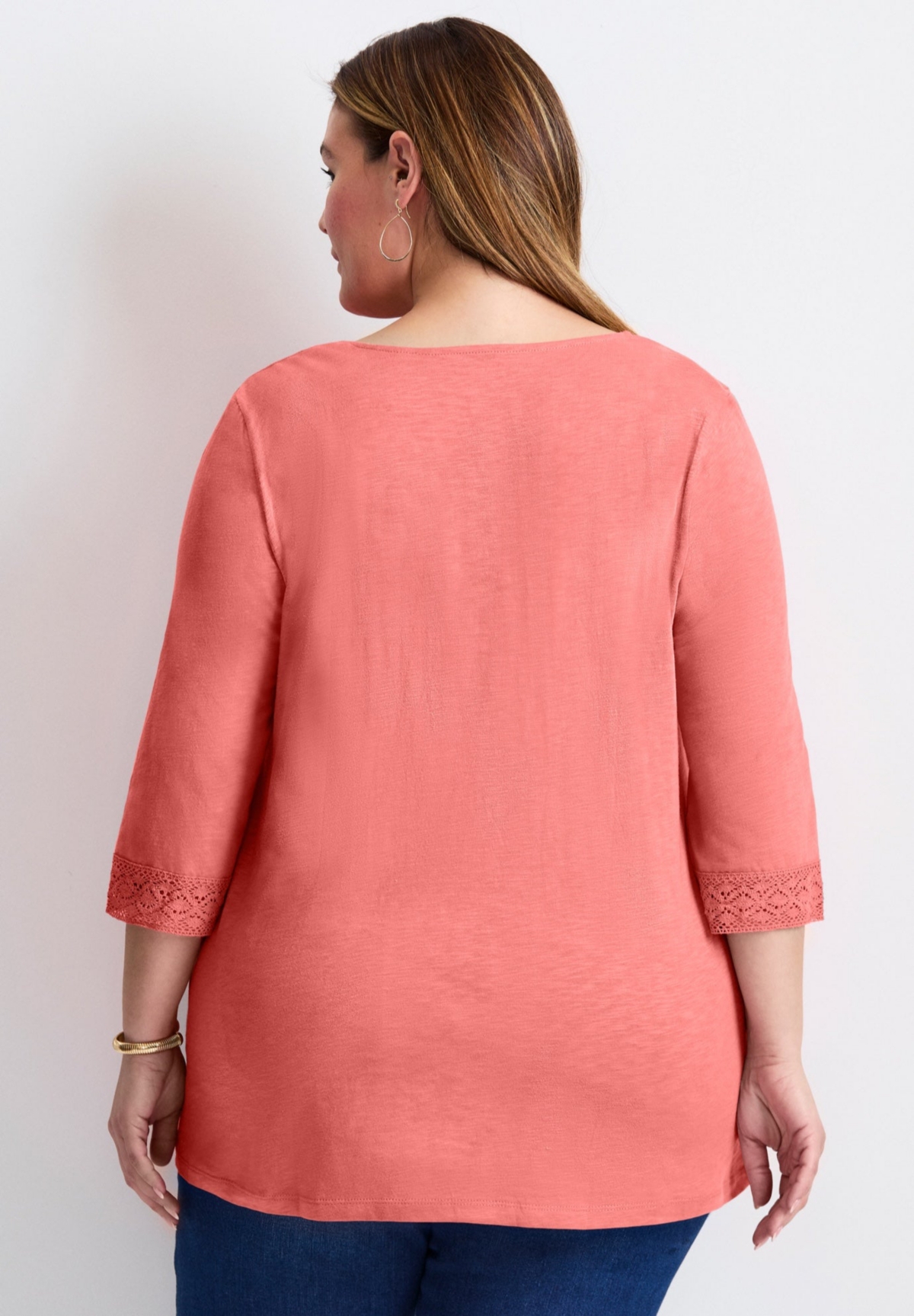 Avenue Women's Plus Crochet Trim Tunic