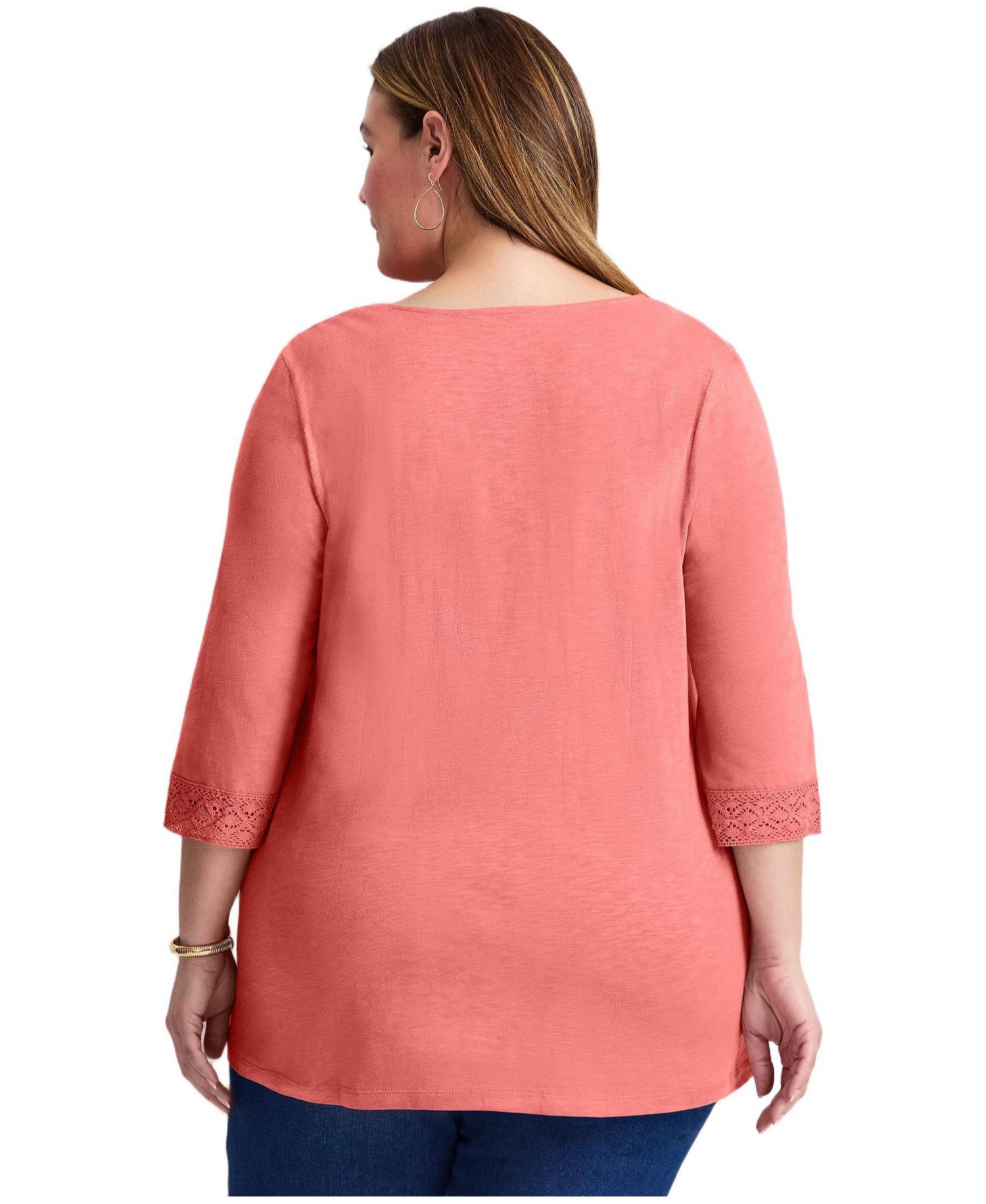 Women's Plus Size Crochet Trim Tunic