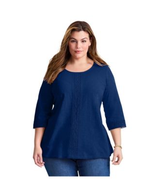 Women's Plus Size Crochet Trim Tunic