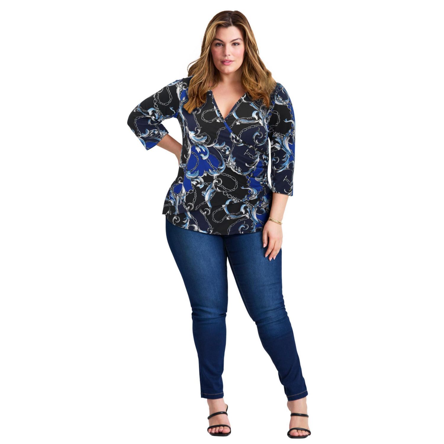 Women's Side Ruched Faux Wrap Top