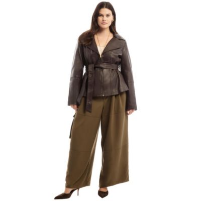 Women's June and Vie High-Low Peplum Leather Jacket