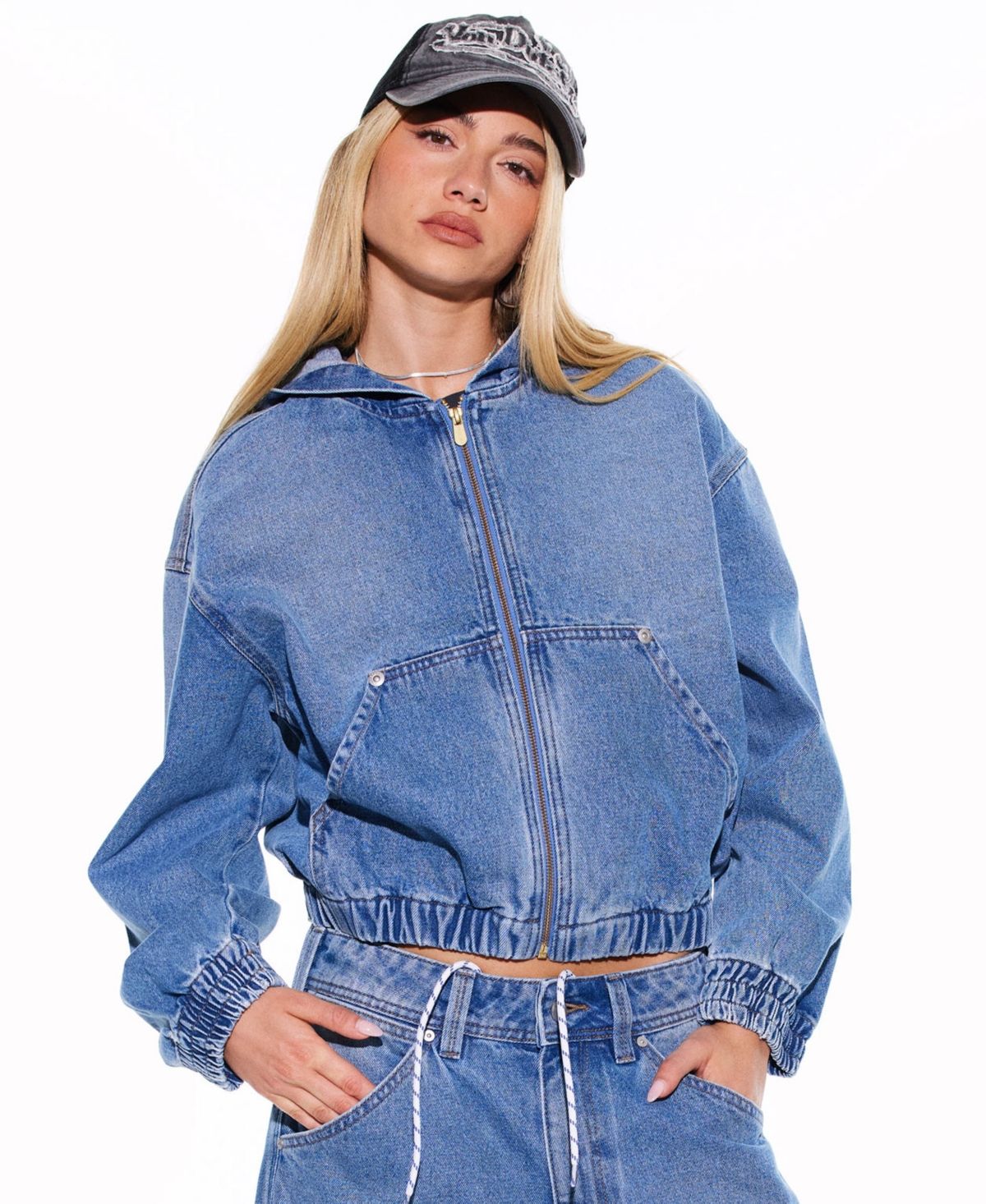 Abrand Women's Hooded Long-Sleeve Bomber Jacket