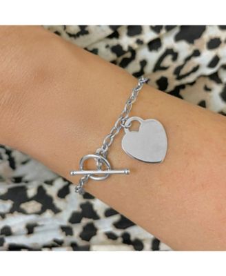 Gold Heart Toggle Bracelet 14K White Gold