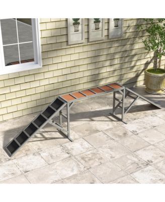Dog Agility Equipment Ramp with Safety Bar, Non-slip Surface,