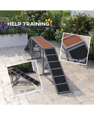 Dog Agility Equipment Ramp with Safety Bar, Non-slip Surface,