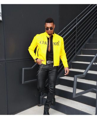 Men's Sport Bezel Watch with Yellow Dial and Black Canvas Strap