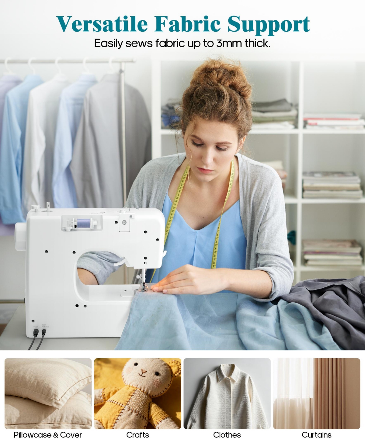 Sewing Machine for Beginners with 45 Built-in Stitches Compact Portable Sewing Machine with Accessory Kit