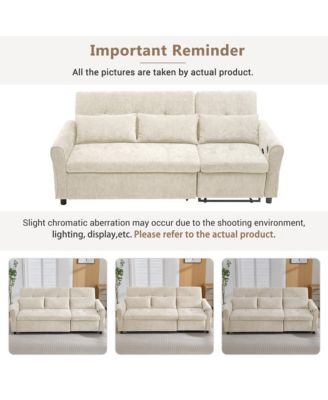 2-in-1 Sofa 82 Inches Three-seater Sofa with a Sofa Bed and a Reversible Recliner Sofa for Living Room