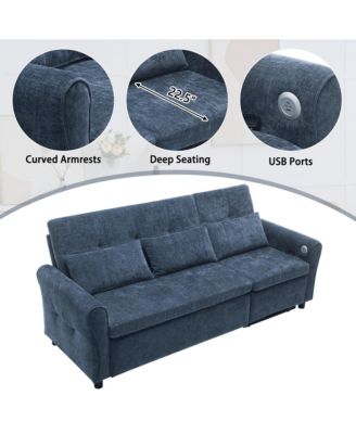 2-in-1 Sofa 82 Inches Three-seater Sofa with a Sofa Bed and a Reversible Recliner Sofa for Living Room