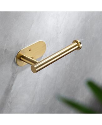Adhesive Toilet Paper Holder - Brushed Brass Toilet Roll Holder Stick on Wall for Bathroom, SUS 304 Stainless Steel