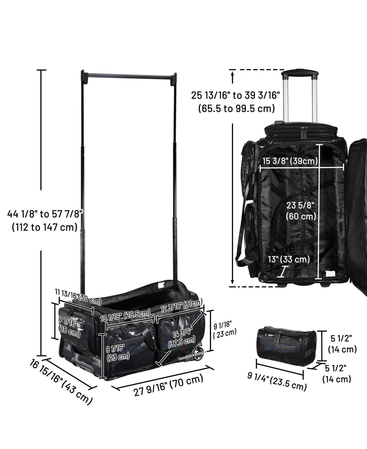 Byootique Dance Competition Bag with Wheels Suitcase Travel Duffle Fa Rose