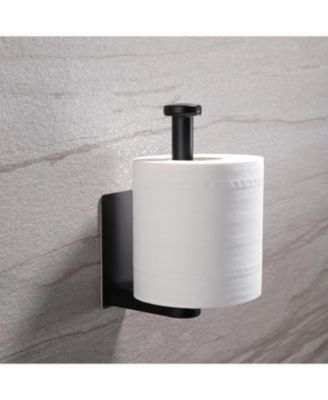 2.75" × 3.54" × 5.31" Paper Holder Self Adhesive - Black Comfort Room Roll Holder Adhesive Tissue Holder Stick on Wall for Bathroom and Kitchen