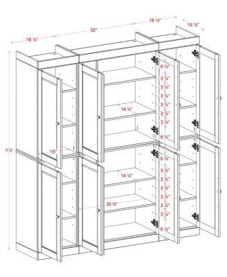 100% Solid Wood 65" Pantry Cabinet with Shaker Doors & Adjustable Shelves