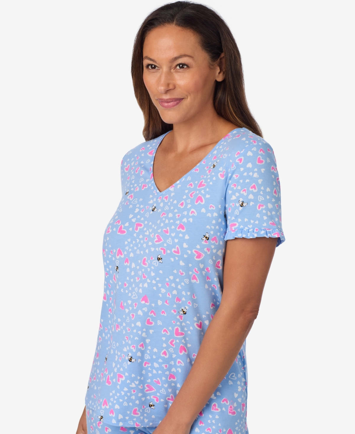 Cuddl Duds Women's Short Sleeve Cropped Pj Set In Blue