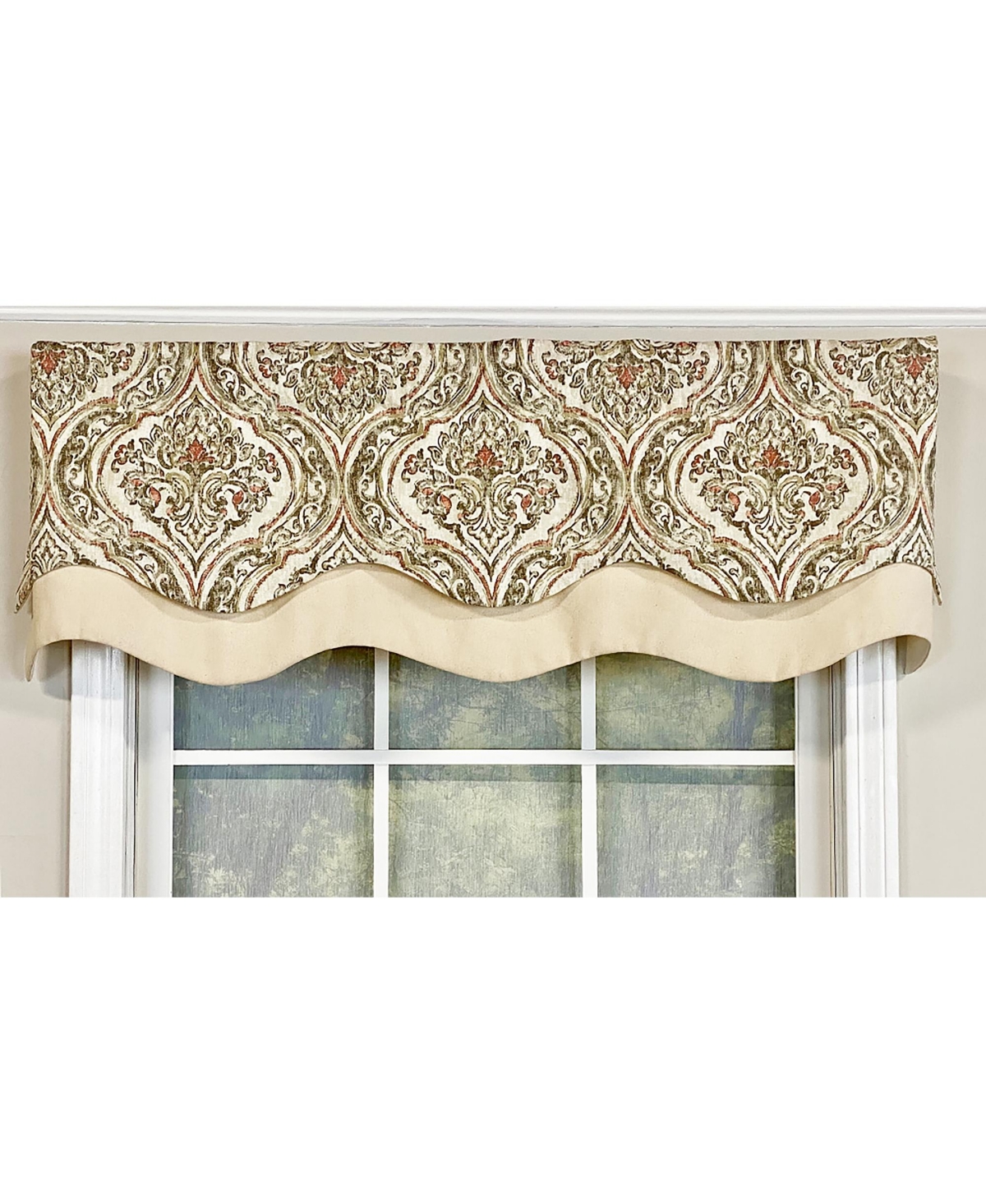 Rlf Home Diamond Damask Glory Valance Blush. 3" Rod Pocket, Layered. 50"W X 16"L