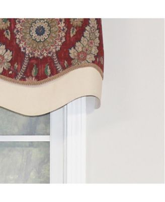 Wakeshire Glory Valance Indigo. 3" Rod Pocket, Layered, Trimmed. 50"W X 16"L