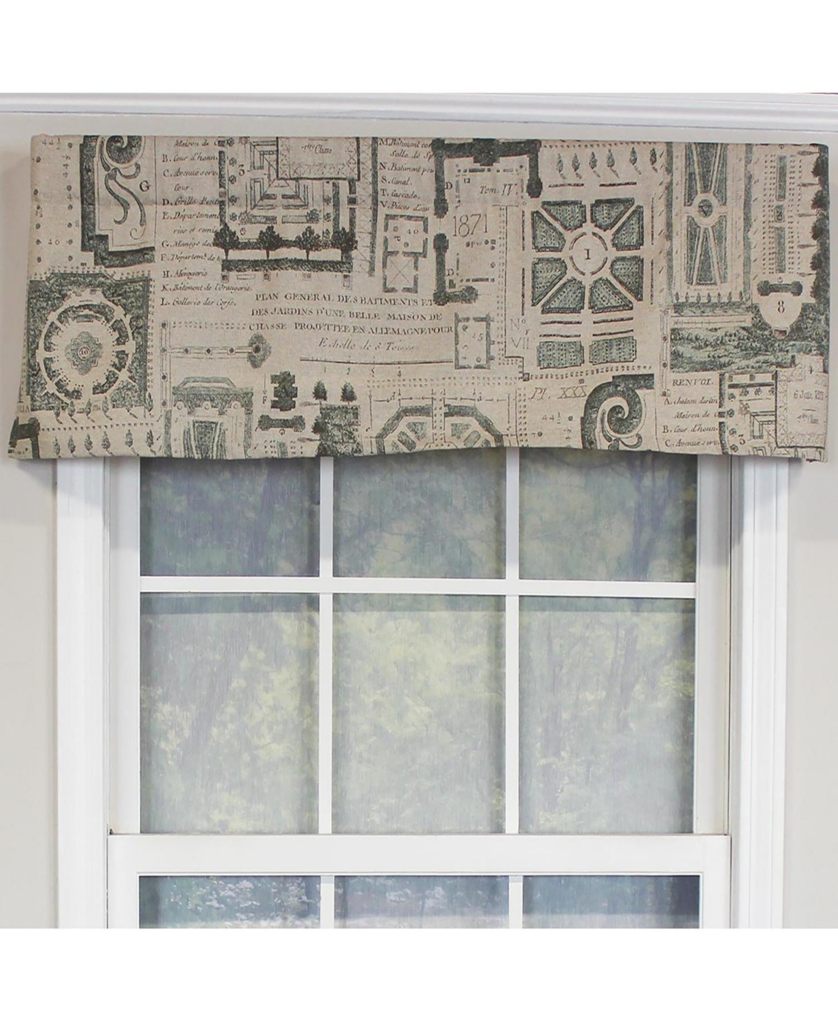 Rlf Home Le Jardin Tailored 100% Cotton with Fully Lined 3" Rod Pocket Valnance for Windows 50" x 14" Spa