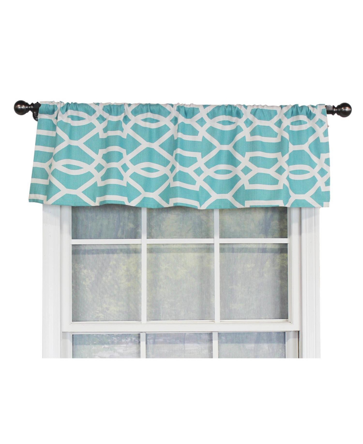Rlf Home Moroccan Tailored 100% Cotton with Fully Lined 3" Rod Pocket Valnance for Windows 50" x 14" Turquoise