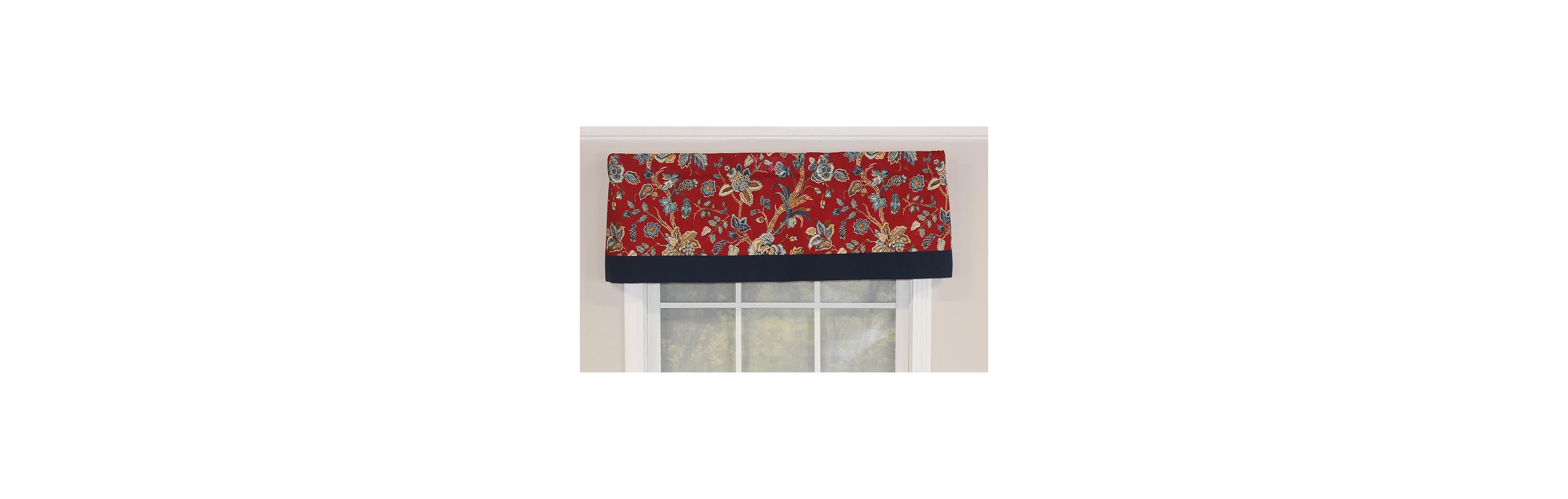 Rlf Home Gianna Banded Valance Spa. 3" Rod Pocket, Contrast bottom banding. 50"W x 16"L