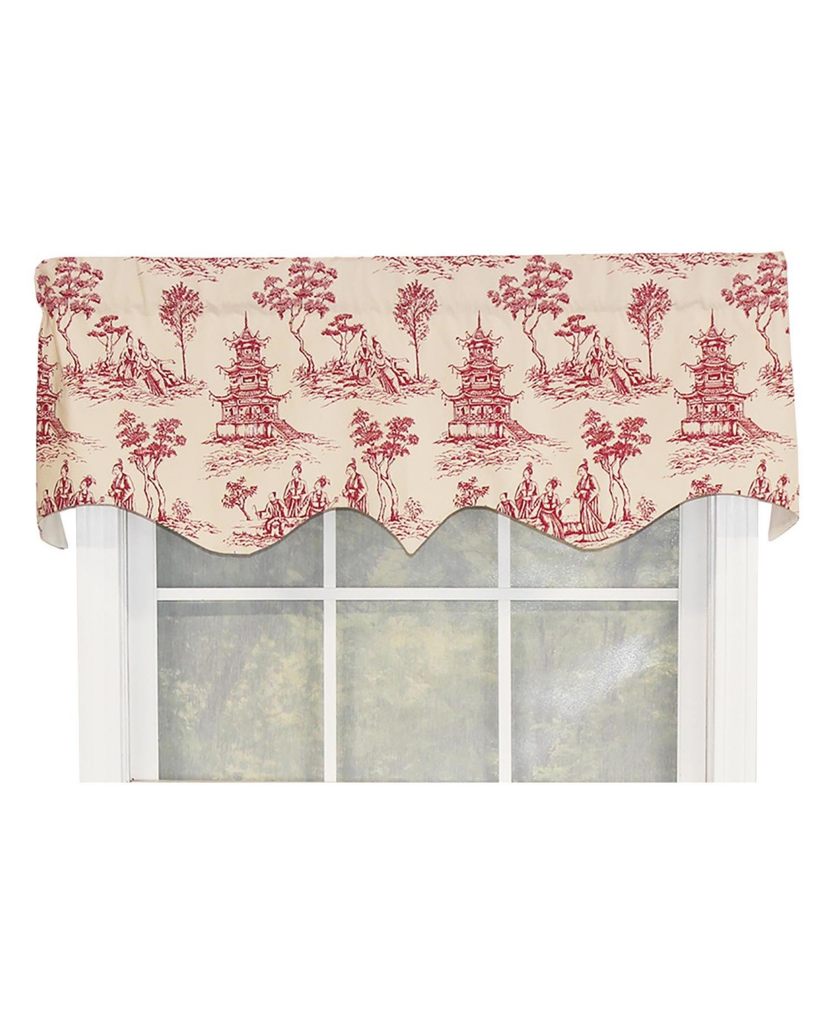 Naomi Regal Oriental Motive 3" Rod Pocket Valance 50" x 17" Red by Rlf Home