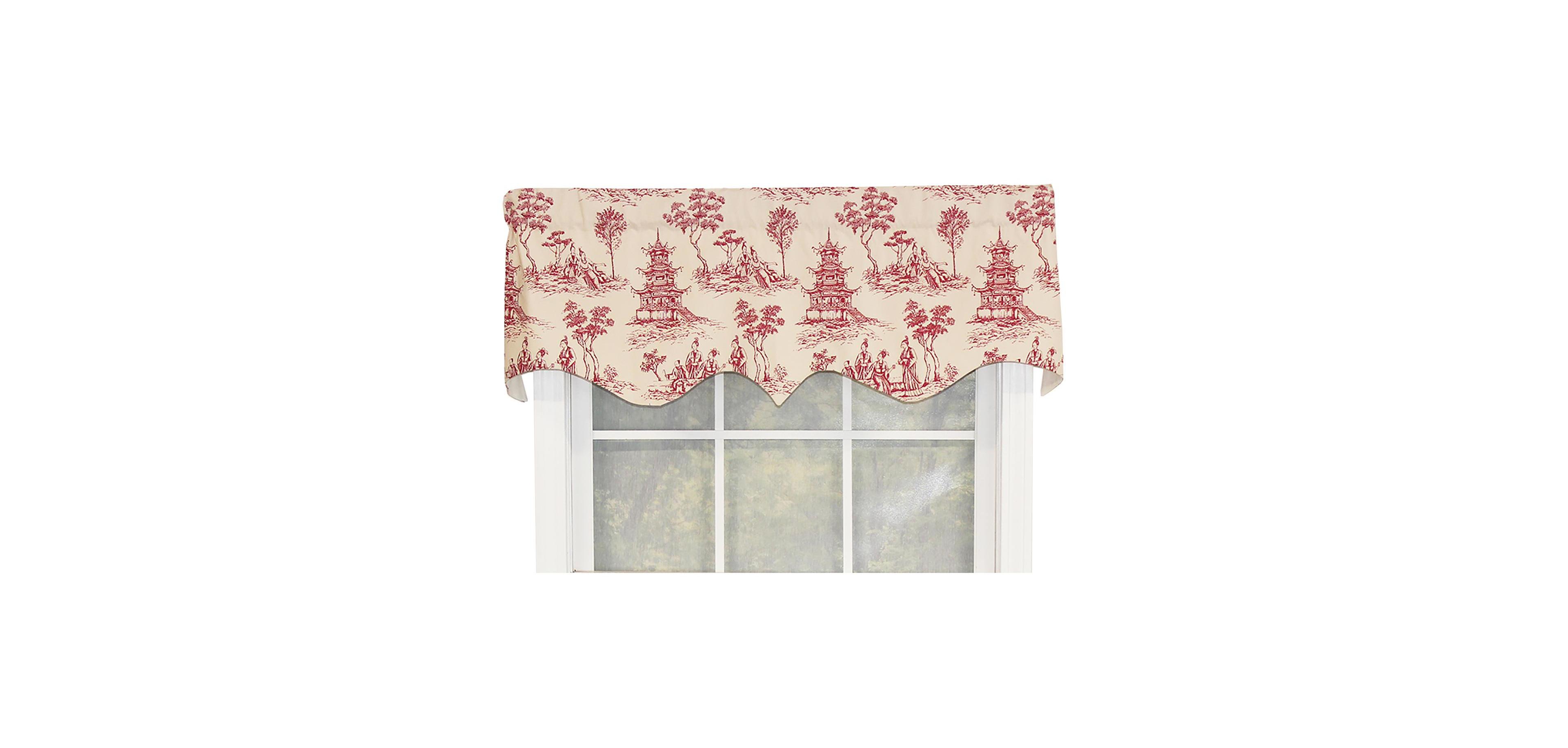 Naomi Regal Oriental Motive 3" Rod Pocket Valance 50" x 17" Red by Rlf Home