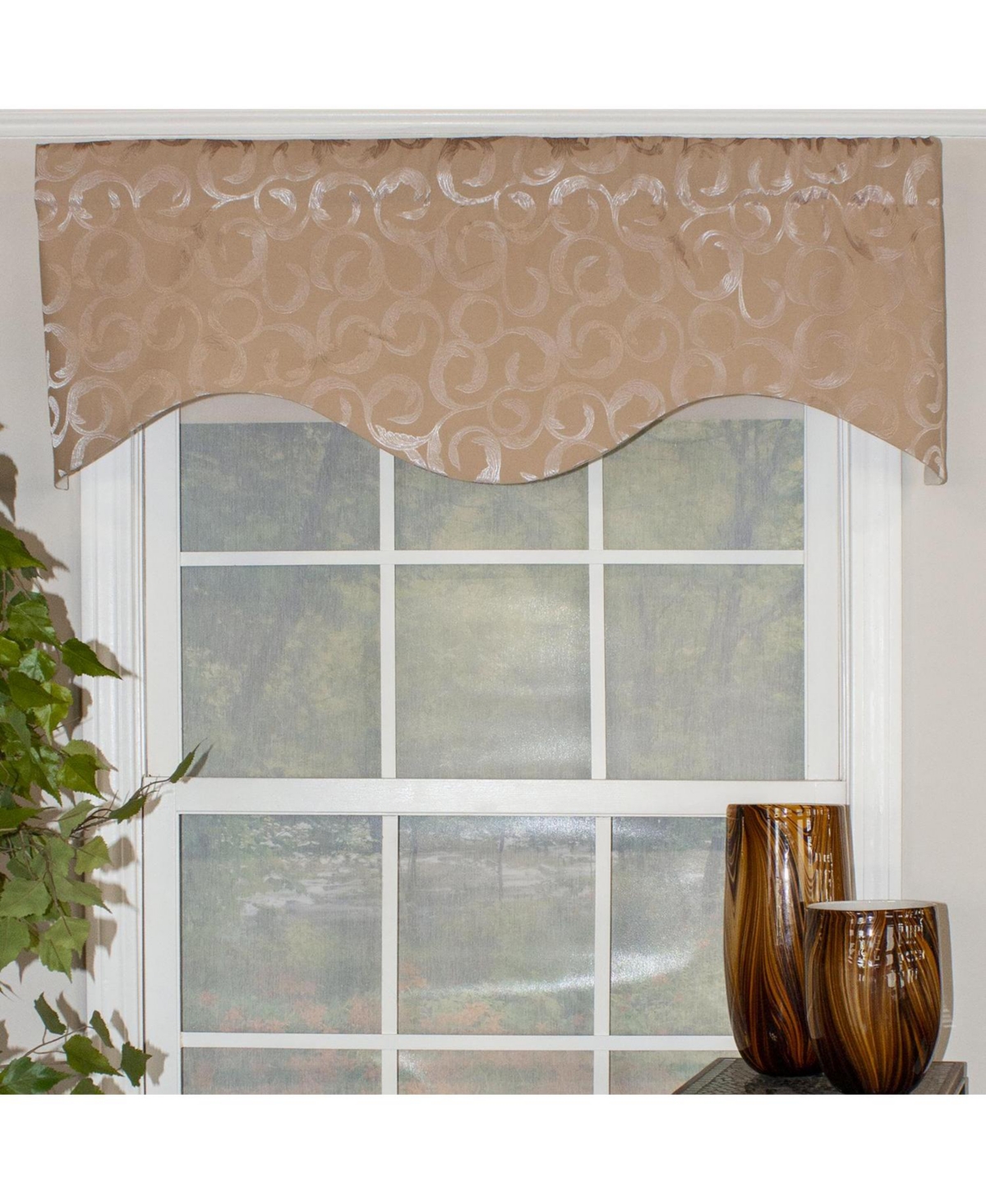 Rlf Home Terra Cornice 100% Cotton with Fully Lined 3" Rod Pocket Valnance for Windows 50" x 17" Saddle