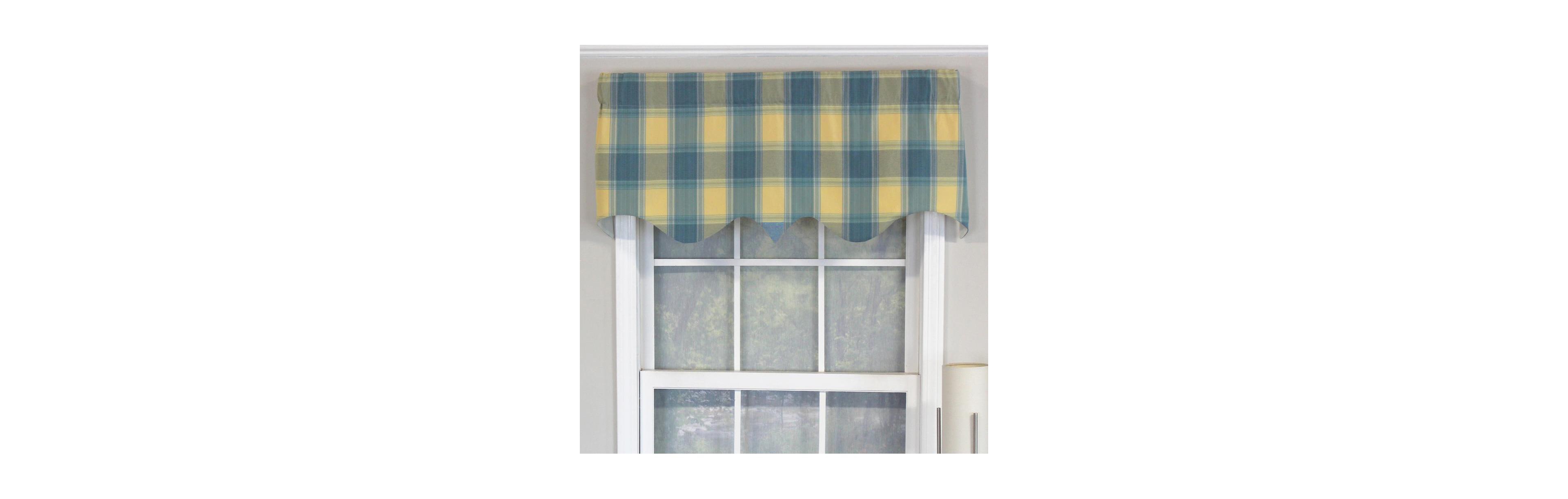 Rlf Home Syon Park Plaid Regal Style Window Valance with 3" Rod Pocket, 50" x 17"